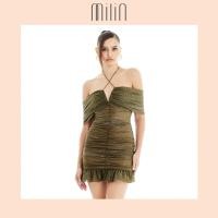 ราคา MILIN Crisscross off shoulder Ruched detailing at the front and back body conscious mini dress เดรสสั้นสายเดี่ยวไขว้ปาดไหล่ทรงเข้ารูปพอดีตัวแต่งรูด Foxy Dress (17807987845)