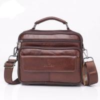 ราคา men genuine leather shoulder bag handbag Zipper Men Bags leather 2019 Fashion handbag 100 Genuine Leather ZZNICK (20130263494)