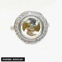 ราคา Inspire Jewelry แหวน กังหันล้อมเพชร งานDesign หมุนรับทรัพย์ ตัวเรือน หุ้มทองคำขาว นำโชค แชกงหมิว เสริมดวง อายุยืน (10127439676)