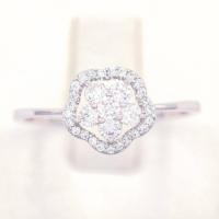 ราคา Lucky Gems แหวนดอกไม้กระจุกล้อมเพชร เงินแท้92 5 เพชร CZ เกรด Premium เล่นไฟดี ชุบทองคำขาว LKM616 (17816352376)