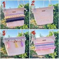 ราคา กระเป๋าสะพายผู้หญิง ผ้าดิบ กระเป๋าสะพายมินิมอล แต่งลายไม่ซ้ำ minimal bag (7467318790)