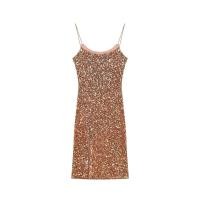 ราคา ลดแบรนด์ทั้งร้าน ชุดเดรสชุดราตรีสายเดี่ยวกลิตเตอร์สีทองเซ็กซี่ระยิบระยับหรูหราเบาๆสำหรับผู้หญิง (20815966570)