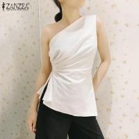 ราคา จัดส่งฟรี Esolo ZANZEA เสื้อเปิดอกผู้หญิงสไตล์เกาหลีเสื้อสตรีแบบจีบคาดเอวออกงานปาร์ตี้ลำลองวันหยุดเสื้อยืดผู้หญิง KRS 8 (20173624794)