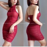 ราคา Mini high neck dress เดรสสั้นคอเต่าโชว์หลัง เดรสผ้ามุ้งดีเทลแน่น (18514856412)