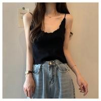 ราคา Grace chili 23122 New สายเดี่ยวไหมพรมถัก สายเดี่ยวคอวี คอV สายเดี่ยวเซ็กซี่ เสื้อกล้ามเข้ารูปผ้าไหมพรมแต่งขอบหยักระบาย (8066904231)