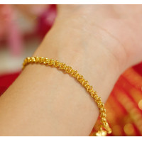 ราคา สร้อยข้อมือห่วงคู่ 1บาท ทองไมครอน ทองชุบ ทองปลอม เศษทองชุบ ทองโคลนนิ่ง งานเนียนสุดๆ ขนาด 6 5 นิ้ว (6167866757)