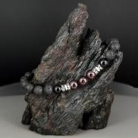 ราคา กำไลข้อมือหินการ์เนตลาวานิลดำ และลูกปัดเงิน925แท้ (21135498597)