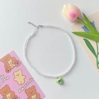 ราคา พร้อมส่ง Mini heart necklace สร้อยมุก จี้ดินปั้นหัวใจ สร้อยลูกปัดมุก (20013930299)