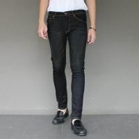 ราคา Golden Zebra Jeans กางเกงยีนส์ชายขาเดฟฟอกลายหนวดสีสนิมดำ (407825161)