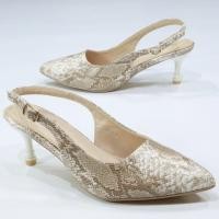 ราคา 9718 2 คัชชูหัวแหลมเปิดสันสายหลังหนังpuลายงู 2 นิ้ว (20422614239)