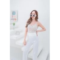 ราคา 2435 ท็อปสายเดี่ยวซาร่างานผ้าลูกไม้แต่งเชิงตัวผ้าลูกไม้ตัดซับในสีเนื้อ (15107855758)