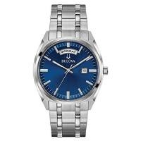 ราคา Bulova Mens Classic Stainless Steel Watch with Day Date Silver Tone Blue (18241647380)