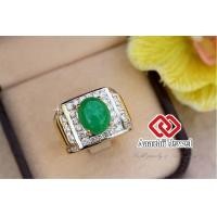 ราคา แหวนทอง ประดับพลอย CZ สีเขียวล้อมเพชร Green CZ Ring แหวน พลอยสีประจำวันเกิด แหวนหยก เสริมดวง แหวนพลอย แหวนชาย เสริมโชคลาภ (609770690)