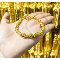 ราคา สร้อยข้อมือทองลายทาโร่ คั่นโอ่งจิกเพชร หนัก2บาท ใส่อาบน้ำได้ ไม่ดำ (16622949913)
