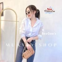ราคา พร้อมส่ง ? ? ? ? ? ? ? ? ? ? เสื้อขาวมือ1 เสื้อเชิ้ตคอปก แต่งปอมแขนยาวซีทรู เสื้อผ้าฝ้ายแต่งระบายน่ารัก (17395370358)
