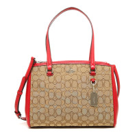ราคา กระเป๋าถือ COACH แท้ รุ่นหรูจาก Shop ขนาดกลาง ผ้าลาย Signature ช่องเยอะ มีสายยาว COACH 36906 SIGNATURE STANTON CARRYALL HANDBAG TRUE RED สีแดง (11275844787)