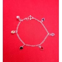 ราคา สร้อยมือเงินแท้ ห้อยพลอยหัวใจสดใส (7950782154)