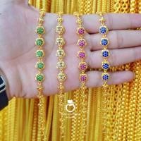 ราคา สร้อยข้อมือ B346 ประดับพลอย ตัดไซส์ฟรี ชุบทอง สร้อยข้อมือพลอย สร้อยข้อมือทับทิม สร้อยข้อมือ ทองไมครอน (19755801805)