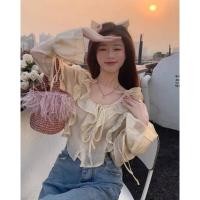 ราคา เสื้อคอวีแต่งระบาย งานเกาหลี เกาใจ สายค่าเฟ่ต้องมีน๊า งานป้ายห้อย nida (20631791599)