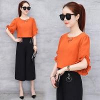 ราคา เสื้อชีฟองแขนสั้นผู้หญิงเสื้อชีฟองสีพื้นคอกลม (14152583119)