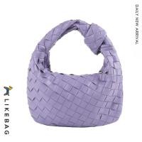 ราคา LIKEBAG ตะกร้าสานมีซิปกระเป๋าสานแท้แฟชั่นหนัง PU กระเป๋าถือทอมือสำหรับผู้หญิง (16126598625)