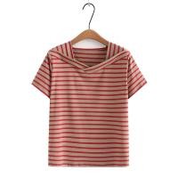 ราคา มีไซส์ใหญ่ Plus Size XL 4XL Womens Short Sleeve Striped Summer Shirts Oversized Fashion V neck Female Tops (19498016241)