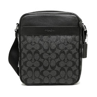 ราคา กระเป๋าสะพาย COACH แท้ กระเป๋า Coated Canvas ลาย Signature และหนังแท้ สายผ้าปรับความยาวได้ ทนทาน ทรงยอดนิยม COACH 54788 Men Heritage Signature Coated Canvas Flight Bag Black (21353628115)