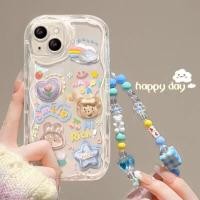 ราคา เคสสำหรับ OPPO A58 3D 4G A38 A5 A94 A98 5G F17 F19 F11 F9 Reno 5 6 7 4 Pro เคสโทรศัพท์นิ่มใส TPU ดอกไม้หยักขอบโค้งกำไลข้อมือรูปโซ่สายซิลิโคนแฟชั่นน่ารักคู่รักการ์ตูนกันกระแทกหรูหรายอดนิยม (20524101260