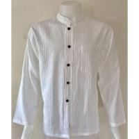 ราคา เสื้อผ้าฝ้าย ผ้าพื้นเมือง 657 คอจีน ผ่าหน้า กระดุมกะลา สีขาว แขนยาว (19145847623)