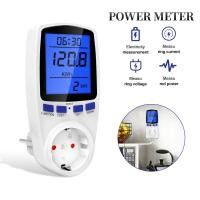 ราคา 220V AC EU Digital LCD Power Meter Wattmeter ซ็อกเก็ตวัตต์ Kwh Energy Meter EU US UK การวัด Outlet Power Meter (19842747538)