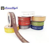 ราคา ริบบิ้น ริบบิ้นผ้า ริบบิ้นห่อของ ริบบิ้นผ้ากรอสเกรน Thank you ขนาด 1 5cm ยาว 9 เมตร ม้วนเล็ก (9626813479)