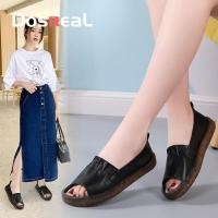 ราคา DOSREAL รองเท้าแตะรัดส้นชายสำหรับสตรีจริงหนัง Peep Toe ผู้หญิงนุ่ม Loafers สบายสุภาพสตรีสีขาวรองเท้าขนาดใหญ่41 (8029978399)