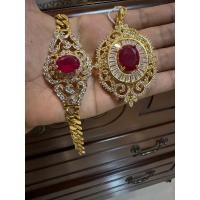 ราคา พร้อมส่ง ชุดจี้ทองข้อมือพลอยแดงทับทิม เจียรไนย งานสวยละเอียด สั่งได้คะ (17513615661)