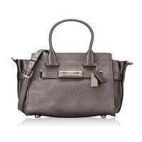 ราคา กระเป๋าถือ Coach แท้ รุ่นหรูที่สุด หนังแท้ หนังนิ่ม มีสายยาว สีเมทัลลิค หายาก ไซส์กลาง มีหมุดที่ฐาน COACH 23197 SWAGGER 27 IN METALLIC PEBBLE LEATHER BAG Graphite (21358412933)