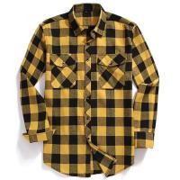 ราคา New Mens Casual Fashion Plaid Flannel Shirts Long Sleeves Chest Two Pockets Design Fashion Printed Buttons US Size S M L (13234229105)