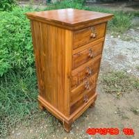 ราคา DR ตู้เอกสาร ตู้ข้างเตียง 5 ลิ้นชัก ไม้สัก ขาสิงห์ สีเคลือบใส ลายไม้ ขนาด 48 43 95 ซม (17043456046)