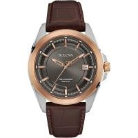 ราคา Bulova Mens Precisionist Leather Strap Watch Two Tone Gray dial Preciscionist (20005146726)