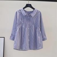 ราคา เสื้อเชิ้ตผู้หญิงลายทางสีฟ้าเสื้อลำลองแขนยาวขนาดใหญ่พิเศษเสื้อเสื้อเกาหลีหลวมแฟชั่นใหม่ (20720529444)