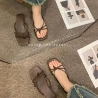ราคา Shoes for Women 2023 Flip Flops Womens Slippers Light Wild Casual Slippers Ladies Square Toe Solid Color Flip Flops for Women (19734441508)