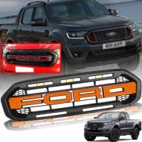 ราคา กระจังหน้า หน้ากระจัง มีไฟ LED สีเหลือง โลโก้ FORD สีส้ม รุ่น ฟอร์ด เรนเจอร์ FORD RANGER XLT ปี 2019 2021 สีดำด้าน 1 ชิ้น (10133431564)