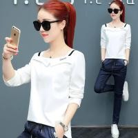 ราคา เสื้อยืดแขนยาวสำหรับผู้หญิงเสื้อยืดแขนยาวสำหรับใส่ใน2023ฤดูใบไม้ผลิและฤดูใบไม้ร่วงไหล่ข้างเดียวใหม่บางและอเนกประสงค์ MODE Korea เสื้อซับในสไตล์ตะวันตก (18141189946)