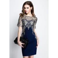 ราคา ชุดเดรส European Luxury Embroidered Dress Dark Blue (11076436)