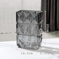 ราคา แจกันดอกไม้ แจกันแก้วทรงสี่เหลี่ยม แจกันแก้วลายเพชร สไตล์นอร์ดิก MH 178 แจกันใส่ดอกไม้ แก้วโปร่งใส (18539075283)