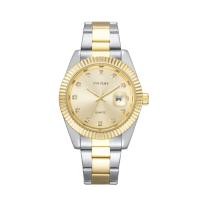 ราคา PINTIME นาฬิกาเพชรสีทองสำหรับผู้ชาย PT1104ตามปฏิทินนาฬิกาสีทองเรืองแสงกันน้ำสายเหล็กทึบ3ขา (18864365384)