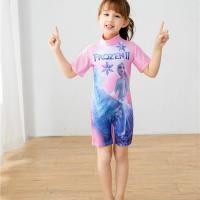 ราคา ชุดว่ายน้ำแบบวันพีซ Frozen สำหรับเด็กทารกชุดว่ายน้ำแขนสั้นมีซิปด้านหลังสีชมพูสำหรับเด็กผู้หญิงปี3 11Yrs (14129450387)