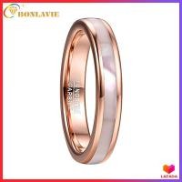 ราคา BONLAVIE 4mm Tungsten Carbide Ring Womens Rose Gold 100 Real Tungsten Steel Ring with Mother of Pearl Shell Comfort Fit Size 5 10 (10612325646)