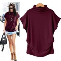ราคา เสื้อยืดลำลองแขนสั้นคอเต่าสำหรับผู้หญิงเสื้อยืดผ้าฝ้ายเสื้อสตรีแขนยาวเปิดไหล่แฟชั่น (19855053462)
