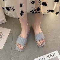 ราคา HM55 พร้อมส่ง รองเท้าแตะยางแฟชั่น ซิลิโคนแบบสวม รองเท้าแตะแฟชั่นเกาหลียางซิลิโคน สีพื้น สายคาดเป็นลายถักแบบตรง มี 4สี D88 (12090839094)