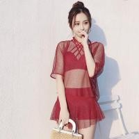 ราคา เซ็ท 3 ชิ้น Bikini ชุดว่ายน้ำทูพีช ซีทรูเซ็กซี่ ชุดว่ายน้ำแฟชั่น ชุดเซ็ตว่ายน้ำ งานน่ารัก ทูพีชพร้อมเสื้อคลุม ชุดว่ายน้ำ (7910179815)