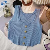 ราคา G Wind 20032 เสื้อสายเดี่ยวไหมพรมสไตล์ร่องใหญ่ แต่งกระดุมหน้า (18496644000)